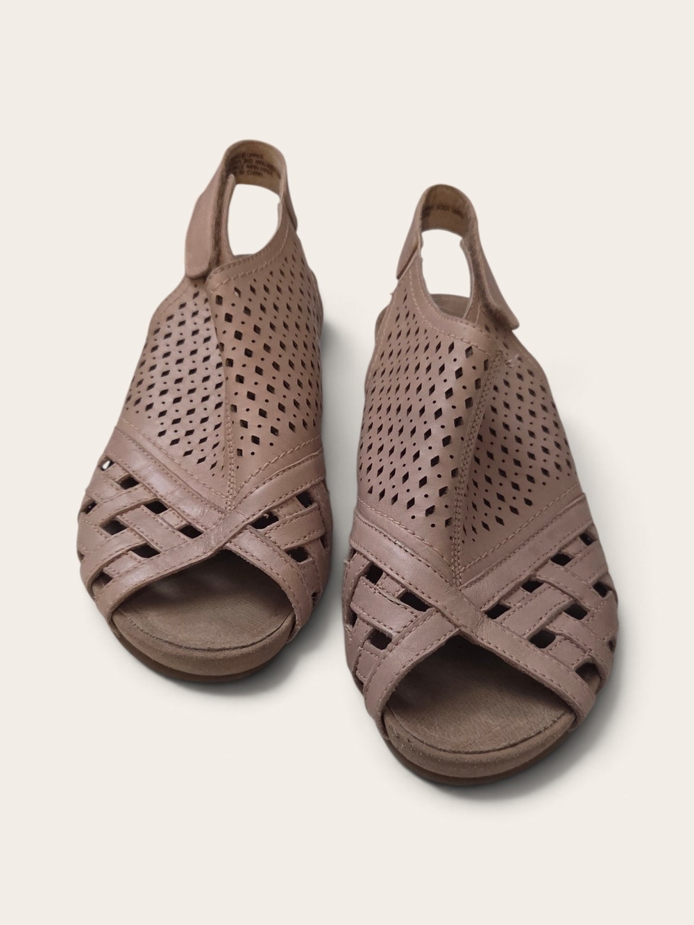 Earth Pisa Galli Leather Wedge Sandals Dusty Pink Rose Salmon Women's Size 8M